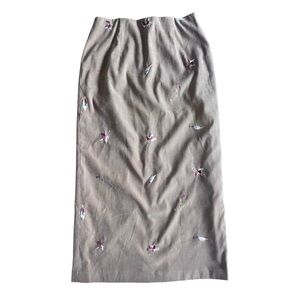 Coldwater Creek Tan Floral Embroidered Pencil Skirt